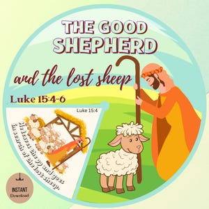 The Good Shepherd Sunday School Craft, The Lost Sheep Printable Spinner Wheel, Kids Ministry Activity, Bible Parable Homeschool Project PDF