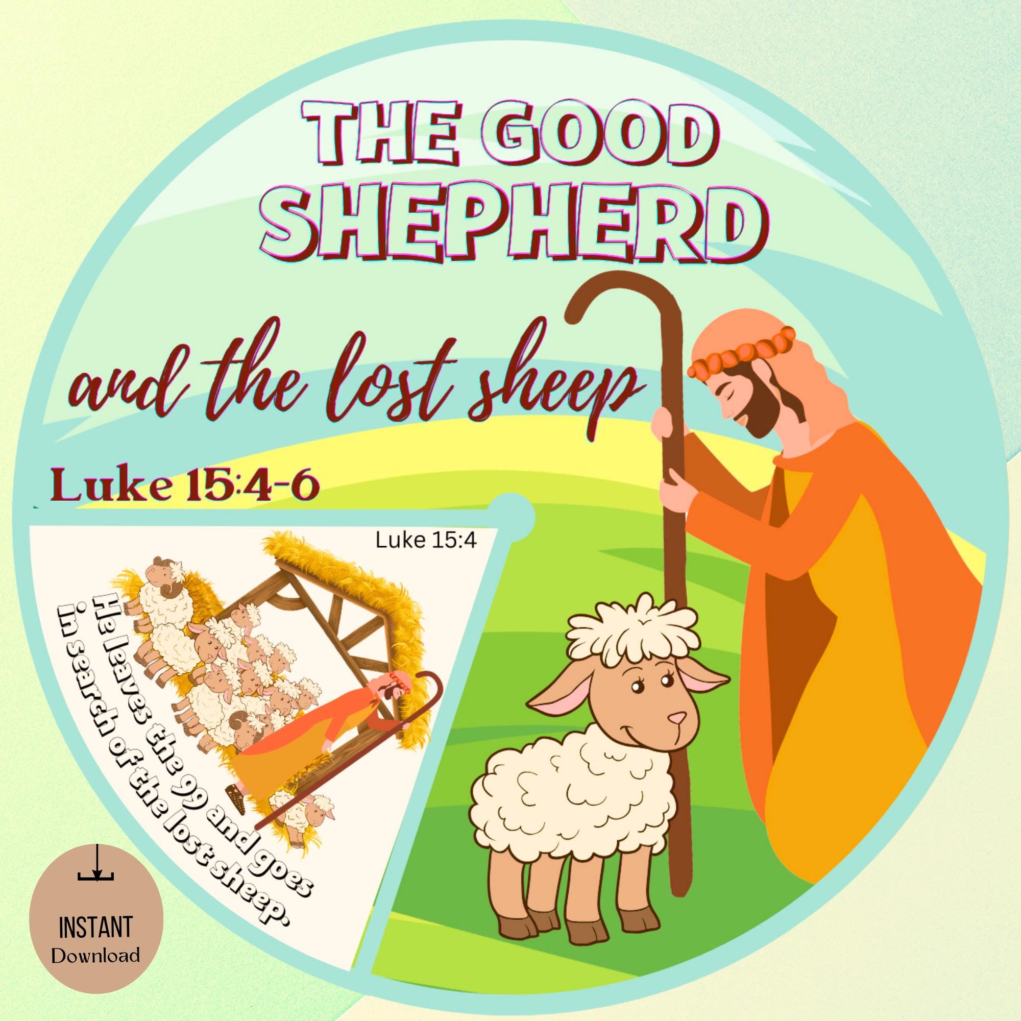 The Good Shepherd Sunday School Craft, The Lost Sheep Printable Spinner Wheel, Kids Ministry Activity, Bible Parable Homeschool Project PDF
