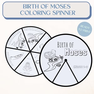 Birth of Moses coloring spinner wheel| Sunday school craft| Kids ministry craftl Bible activity for kids| Old testament spinner