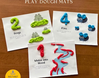 The Ten Plagues Playdough Mats, Printable Sunday School Craft, Tactile and Sensory Learning, Project for Kids Ministry & Homeschool