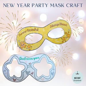 Créations imprimables de masques de fête du nouvel an chrétien, taille enfant, travaux manuels en papier pour les enfants de l'école du dimanche, le ministère et l'école à la maison, projet amusant de coupe et de couleur