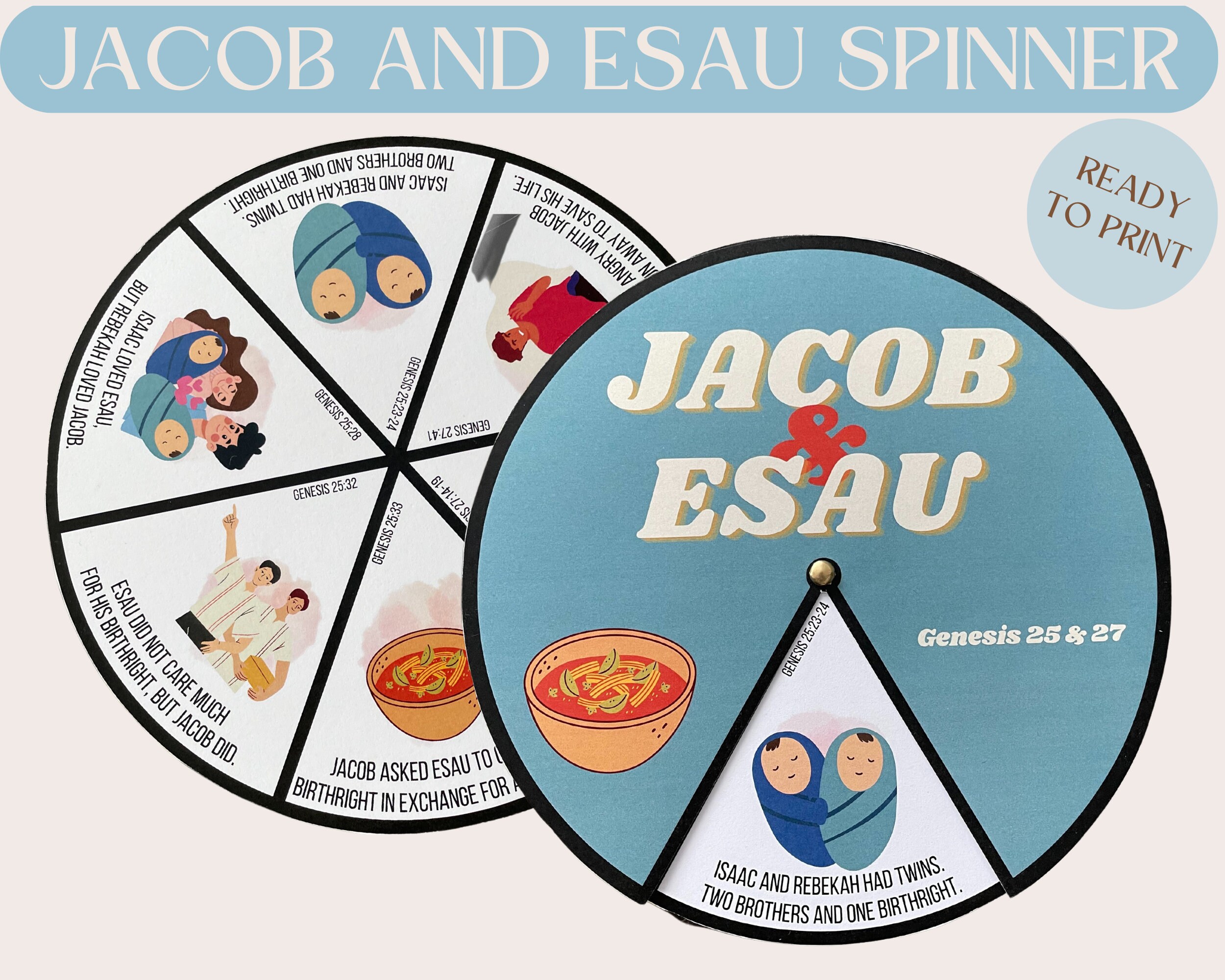 Bible Story jacob and Esau Spinner Wheel Jacob Etsy