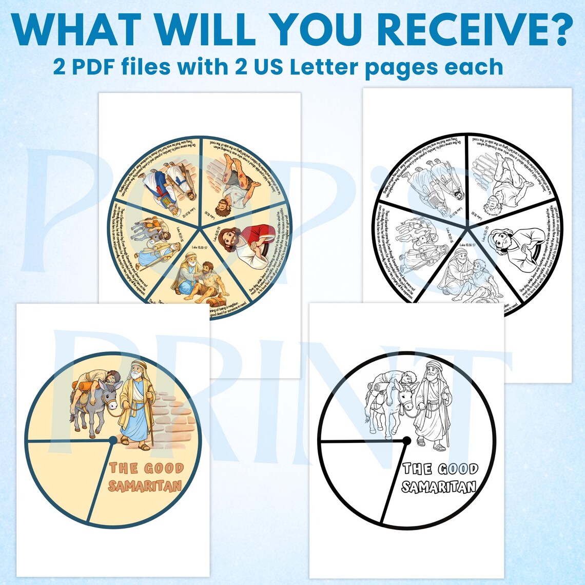 Good Samaritan Coloring Spinner Wheel | Sunday School Parable Craft ...