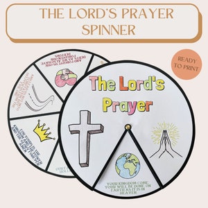 The Lord&#39;s Prayer coloring spinner wheel| The Lord&#39;s Prayer craft| Sunday school craft| Kids ministry craftl Bible activity for kids|