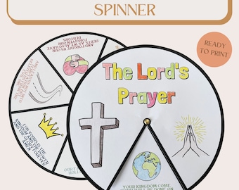 Lord's Prayer Coloring Spinner Wheel | Sunday School Craft (Digital Download)