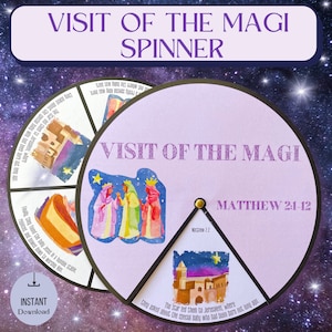 Printable Visit of the Magi Spinner Wheel | Nativity Craft | Sunday School Activity | Epiphany Craft | Birth of Jesus | The Wise Men Craft