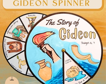 Printable The Story of Gideon Coloring Spinner Wheel, Gideon Craft, Sunday School Activities, Kids Ministry Craft Bible Lessons with Visuals
