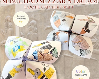 Daniel Interprets Nebuchadnezzar's Dream Craft, Coloring Cootie Catcher Printable, Sunday School Activity & Homeschool Project