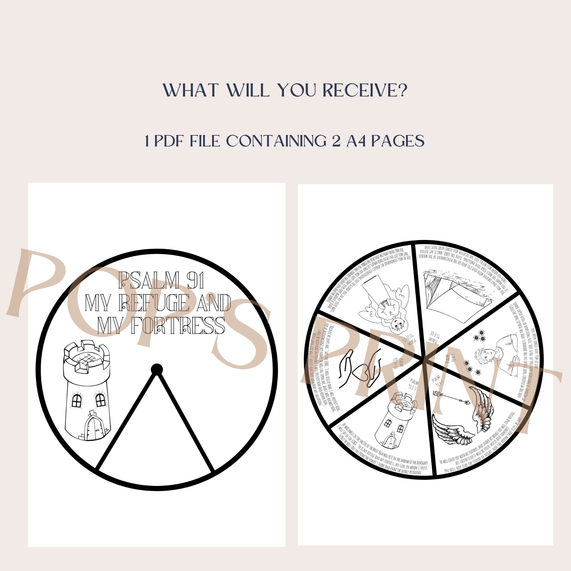 Psalm 91 Coloring Spinner Wheel | Psalm 91 Coloring Pages | Sunday ...