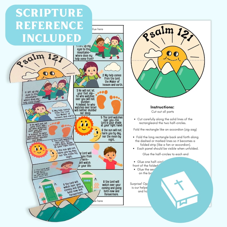 Psalm 121 Bible Craft | Folding Surprise Printable Coloring Booklet for ...