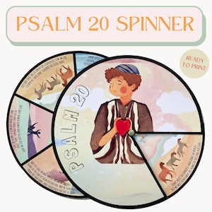 Printable Psalm 20 Spinner Wheel | Psalm 20 Craft | Sunday School Craft | Kids Ministry Craft | Bible Activity for Kids | Memorize Psalms