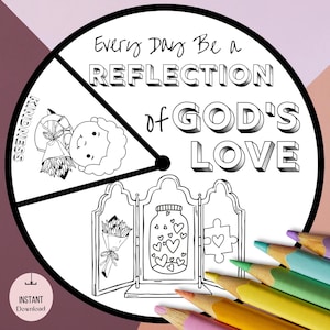 God Is Love Coloring Wheel: Printable Bible Activity for Kids, Daily Kindness Reminder, Coloring Spinner, Sunday School Lesson, Memory Game
