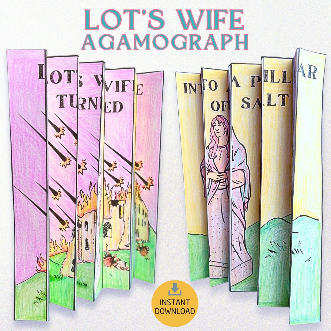 塩の柱にされたロトの妻のアガモグラフ印刷可能 – 日曜学校の工作と子供向け聖書塗り絵アクティビティ、PDFをすぐにダウンロード - Etsy 日本, image size:1080x1080