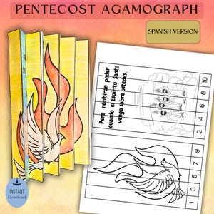 SPANISH - Pentecost Agamograph craft| Sunday School activity for kids| Instant Download| Holy Spirit| Coloring paper craft| Day Of Pentecost