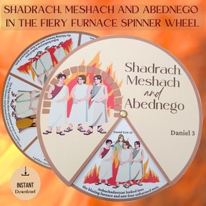 Sunday School Craft - Shadrach, Meshach & Abednego in the Fiery Furnace Spinner, Printable Kids Ministry Activity, Homeschool Bible Project