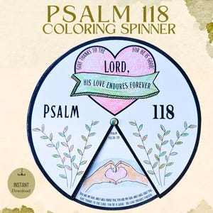Printable Psalm 118 Coloring Spinner Wheel Sunday School Craft Kids Ministry Activity Homeschool Gratitude Bible Lesson & Memorizing Psalms