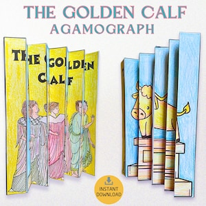 Agamografo del Vitello d&#39;Oro stampabile - Attività di artigianato per la scuola domenicale e colorazione della Bibbia per bambini, storia biblica dell&#39;Esodo, PDF scaricabile immediatamente