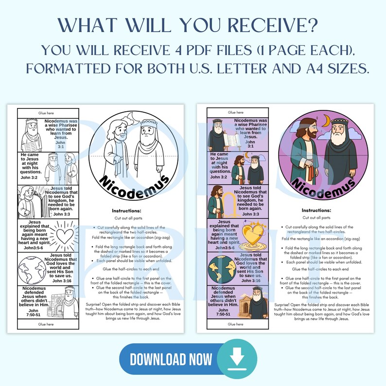 Nicodemus Meets Jesus Craft (PDF) | Folding Surprise Bible Coloring ...
