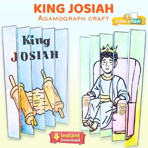 Printable King Josiah Agamograph Sunday School Craft, Bible Story Activity, Coloring Template for Kids, Instant Download Homeschool Project