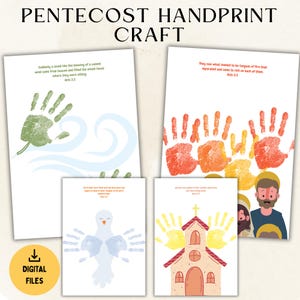 Lavoretto con impronte di mani per la Pentecoste/Storia per bambini sulla Pentecoste/Scuola domenicale/Lavoretto con carta da colorare/Lezione biblica sullo Spirito Santo/Attività con download immediato