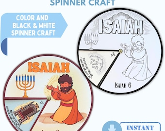 Printable Prophet Isaiah Spinner Craft | Sunday School & Homeschool Coloring Bible Activity