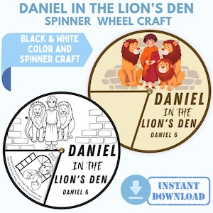 Printable Daniel in the Lion's Den Spinner Wheel, Interactive Bible Story Craft, Sunday School Activity,  Ministry Craft Kids Bible Activity