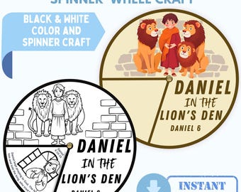 Druckbare Daniel in the Lion's Den Spinner Wheel, Interaktive Bibel Geschichte Handwerk, Sonntagsschule Aktivität, Dienst Handwerk Kinder Bibel Aktivität