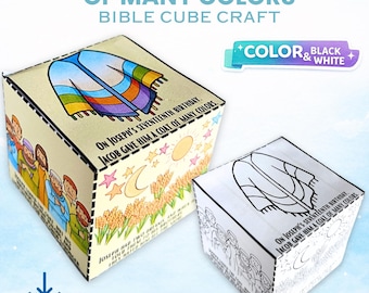 José y la túnica de muchos colores: manualidad imprimible en forma de cubo, actividad bíblica para la escuela dominical