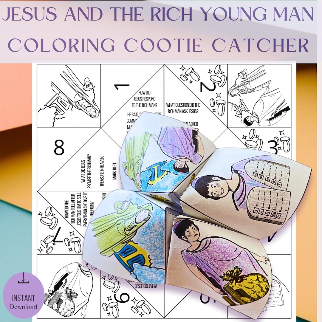 Jesus and the Rich Young Man Coloring Cootie Catcher, Sunday School ...