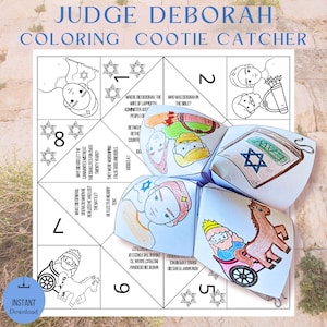 Richter Deborah Färbung COotie Catcher| Sonntagsschulhandwerk | Süßer Hingucker| Druckbare Bibel Handwerk | Wahrsagerin | Deborah Bibelarbeit