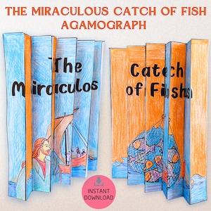 Printable “The Miraculous Catch of Fish” Agamograph – Sunday School Craft, Instant Download Bible Story Activity & Coloring Template