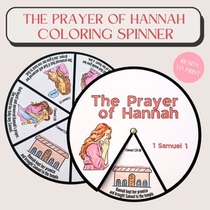 Printable Prayer of Hannah Coloring Spinner Wheel - Sunday School Craft, Kids Ministry Project, Hannah and Samuel Bible Verse Activity