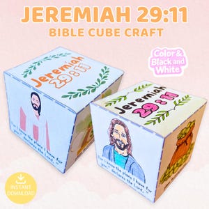 Jeremiah 29:11 Cube Craft – Sunday School Printable Activity, Kids Bible Verse Memory Game & Coloring Pages