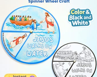 Jesus Walks on Water Coloring Wheel, Sunday School Craft (Digital Download)