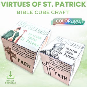 Pyssel med dygderna till St. Patrick's Day | Utskrivbar målarbok för söndagsskolan (digital nedladdning)