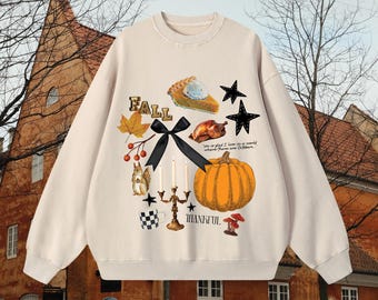 FUNKY THANKSGIVING STREET Style Crewneck SweatshirtTrendy Thanksgiving Fall Funny Funky Sweatshirt 90&#39;s Thanksgiving Collage Crewneck