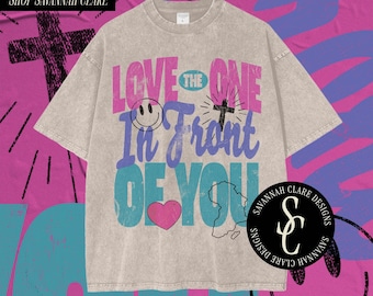 CHRISTIAN GRAPHIC TEE Positive Tshirts Liebe einander Hemden für christlichen Merch bunte grafische T-Shirts für den Sommer positive T-Shirts für Ch