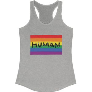 Human Race Pride Racerback Tank, LGBTQ+ Pride Wear, Casual Summer Top, Gift for Allies, Workout Tank, Celebration Apparel