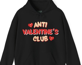 Felpa con cappuccio Anti Valentines Club, divertente felpa anti-amore, felpa con cappuccio a forma di cuore spezzato per single, regalo per il giorno di San Valentino, felpa con cappuccio unisex per lei o per lui