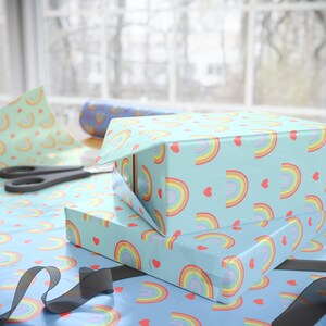 LGBTQ+ Pride Day Gift Wrap, Rainbow Hearts Ombre Paper, Celebration Packaging, Holiday Present Wrap, Festive Wrapping Papers
