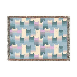 Cozy Woven Blanket - Cat Pattern Throw Blanket, Perfect for Home Decor, Gift for Cat Lovers, Picnic, Bedrooms, Stylish Decor