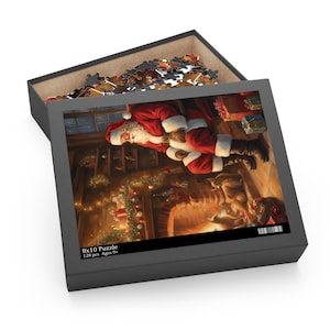 Cozy Christmas Puzzle, Santa&#39;s Holiday Scene, 120-500 Pieces, Family Game Night, Festive Decor, Gift for Puzzle Lovers, Holiday Activities