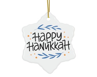 Happy Hanukkah Holiday Ceramic Ornaments (1pc, 3pcs, 5pcs, 10pcs)