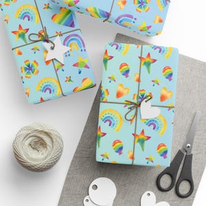 LGBTQ+ Pride Day Gift Wrap, Rainbow Hearts Ombre Paper, Celebration Packaging, Holiday Present Wrap, Festive Wrapping Papers