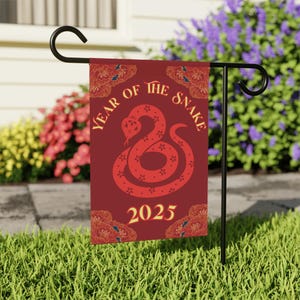 Chinesisches Neujahr Jahr der Schlange Garten & Haus Banner - Lunar New Year Decor, Feier Flagge, festliche Wandbehang Outdoor und Indoor