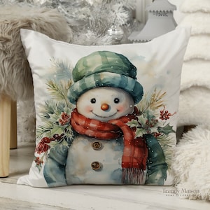 Cute Snowman Themed Christmas Pillow Cover, Pillowcase with Coziness and Snowman Delights, Festive Pillow Cover Charming Snowman Delights