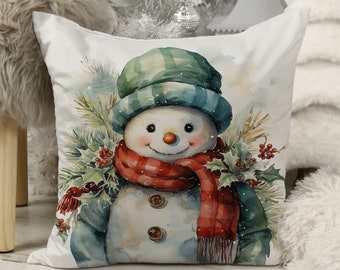 Cute Snowman Themed Christmas Pillow Cover, Pillowcase with Coziness and Snowman Delights, Festive Pillow Cover Charming Snowman Delights