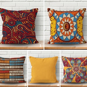 African Pillow Cover, Ethnic Home Decor, Boho Aesthetic Throw Pillow, Vibrant Bohemian Style With Artistic Design, African Pattern Cushions