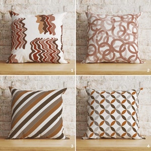 Capa de almofada minimalista em tons de marrom pastel, decoração de casa boho contemporânea, capa de almofada em tons neutros, capa de almofada moderna simples e elegante