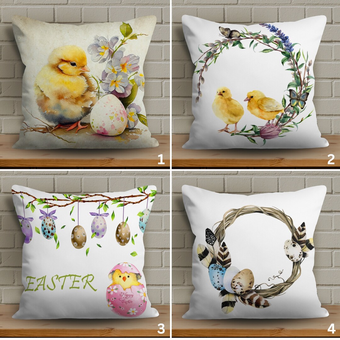 Easter Chick Pillow Cover With Soft Fabric, Vivid Color Easter Cushion Cover, Adorable Chick